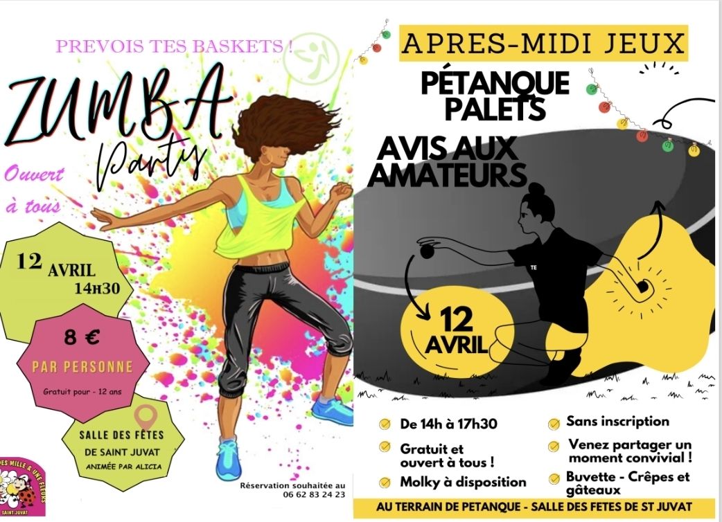 Zumba Party + Après-midi jeux – 12 avril